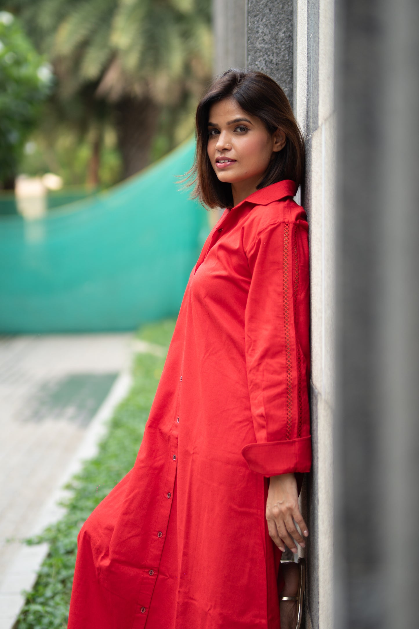 Red Linen Dress