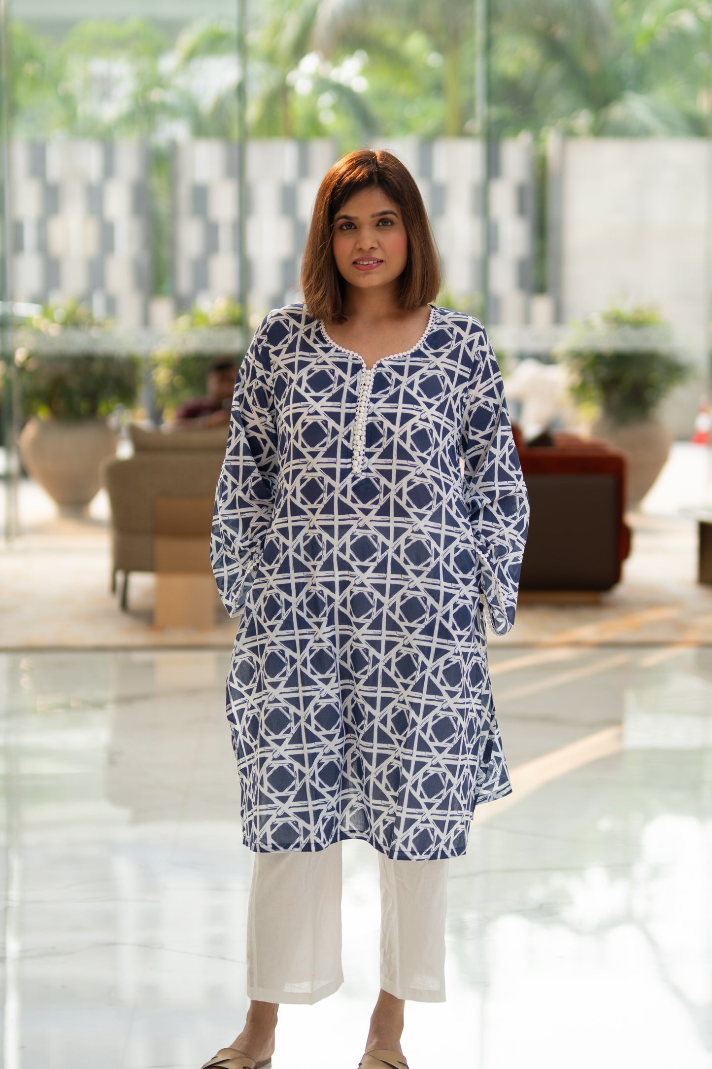 Blue abstract kurta set