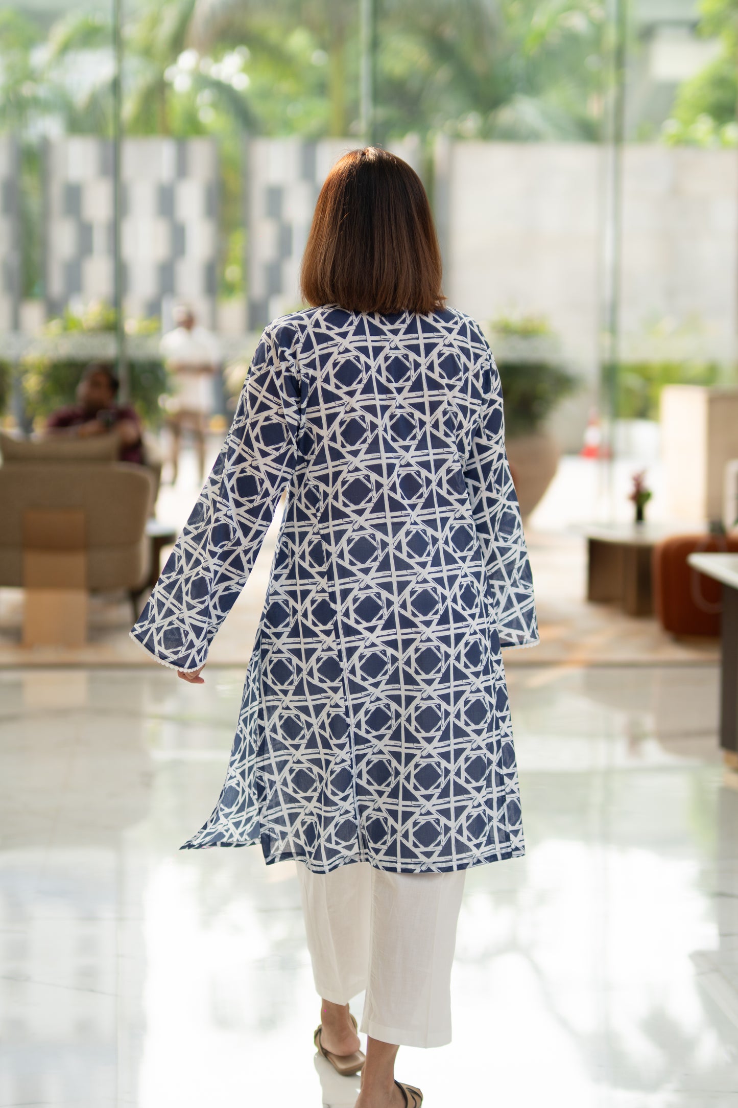 Blue abstract kurta set