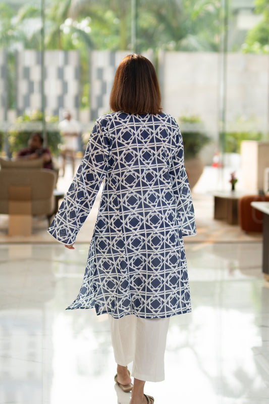 Blue abstract kurta set