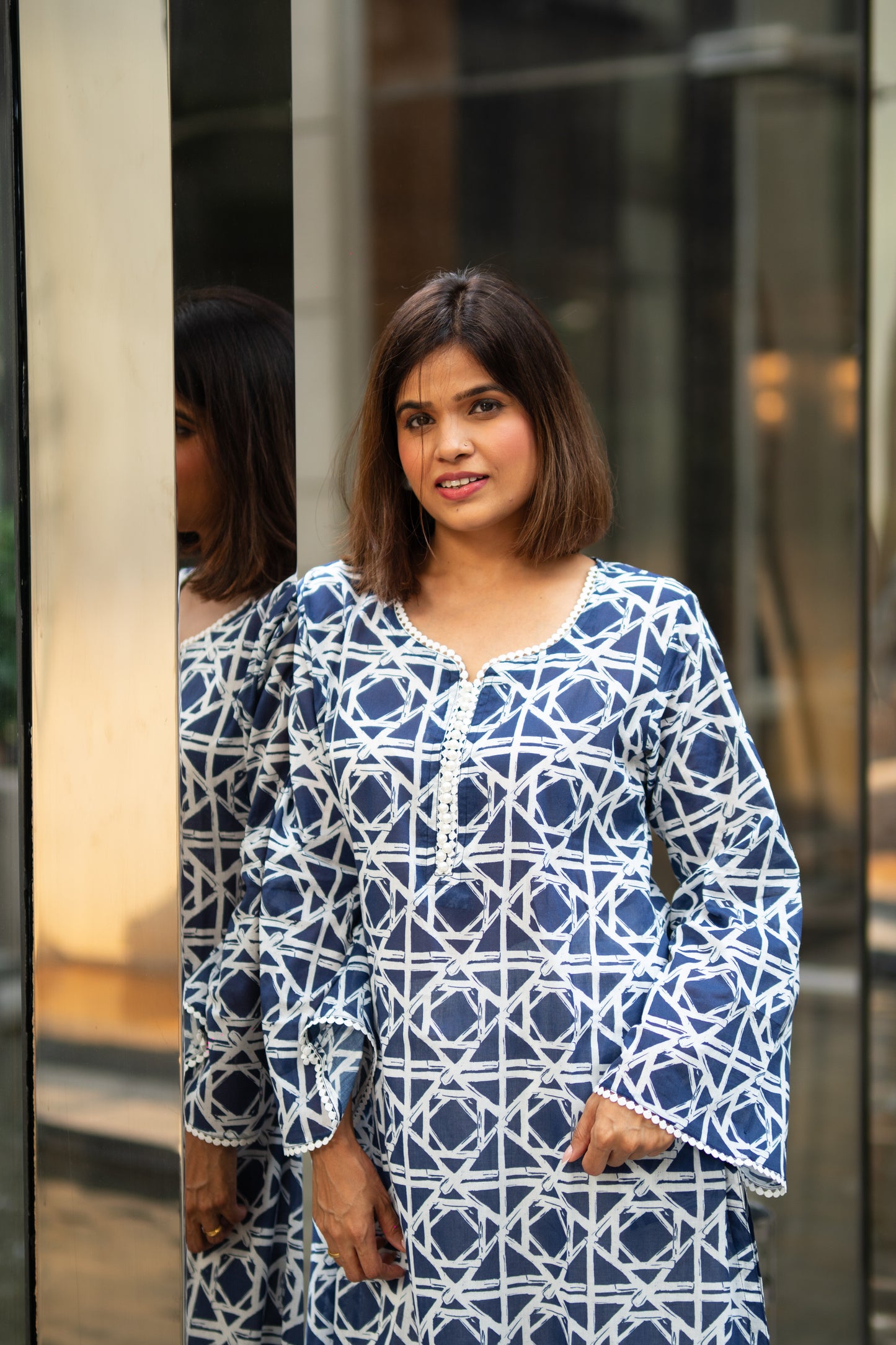 Blue abstract kurta set