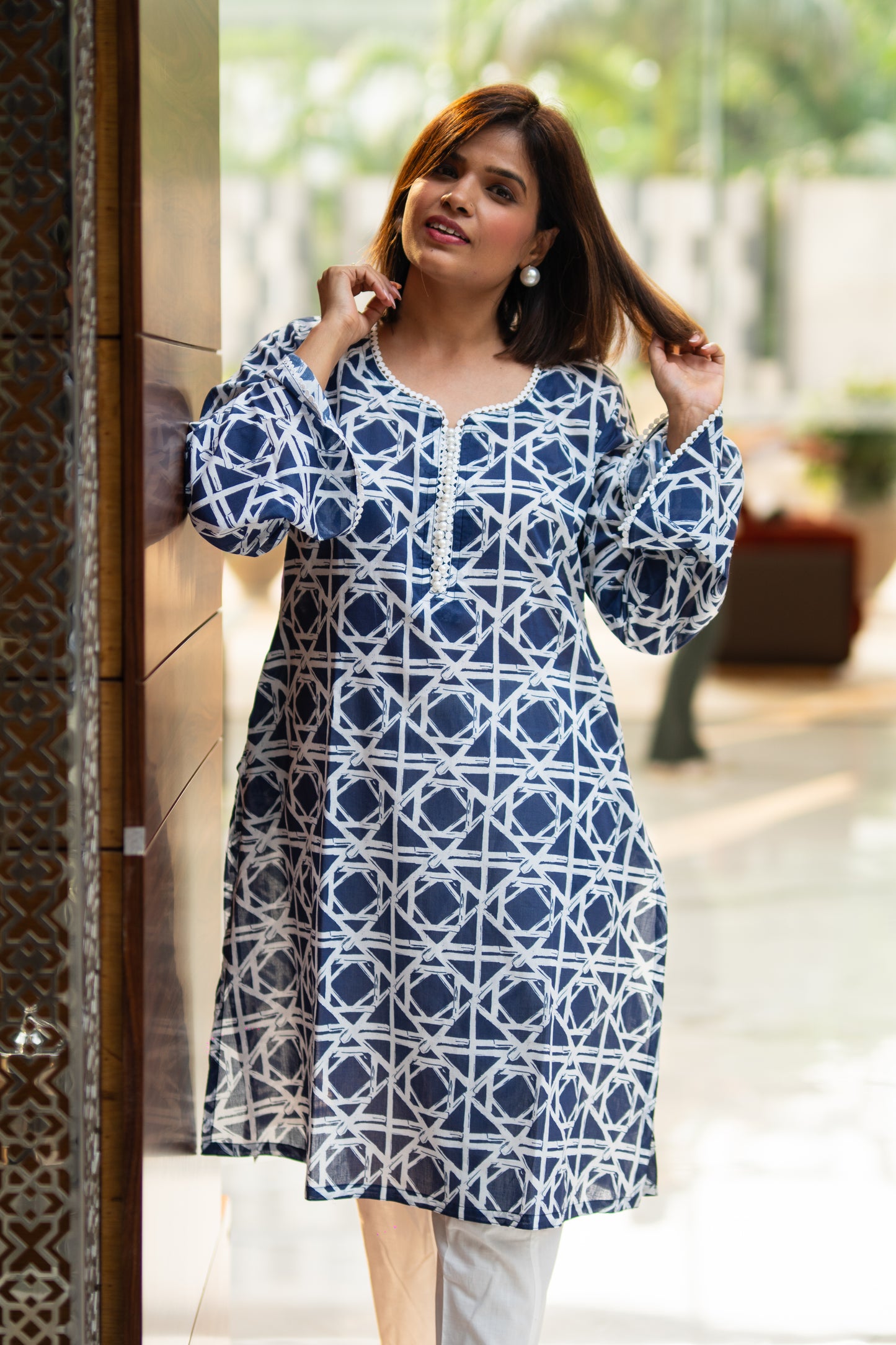 Blue abstract kurta set