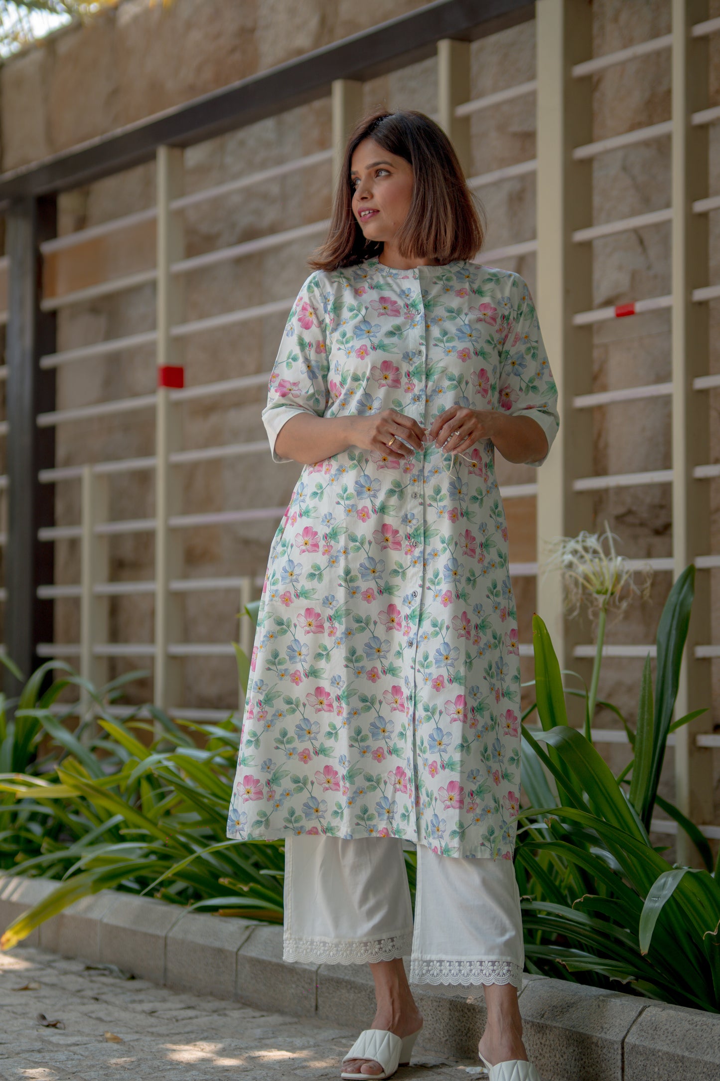 White floral kurta set