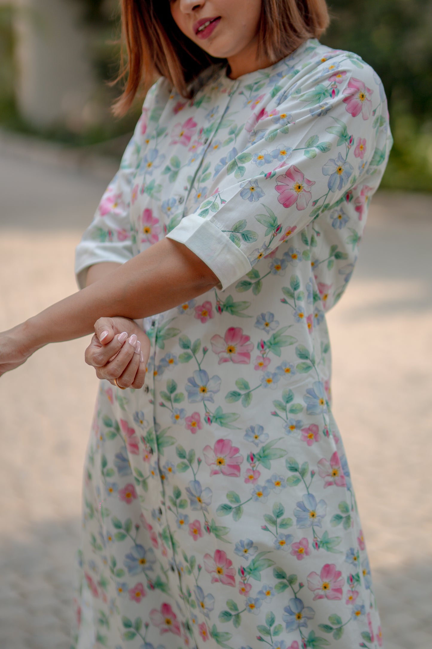White floral kurta set