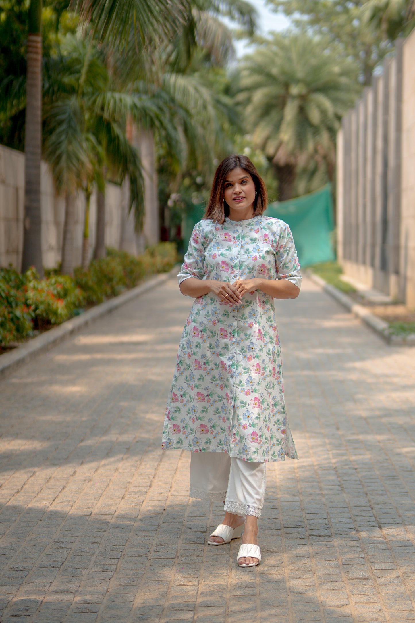 White floral kurta set