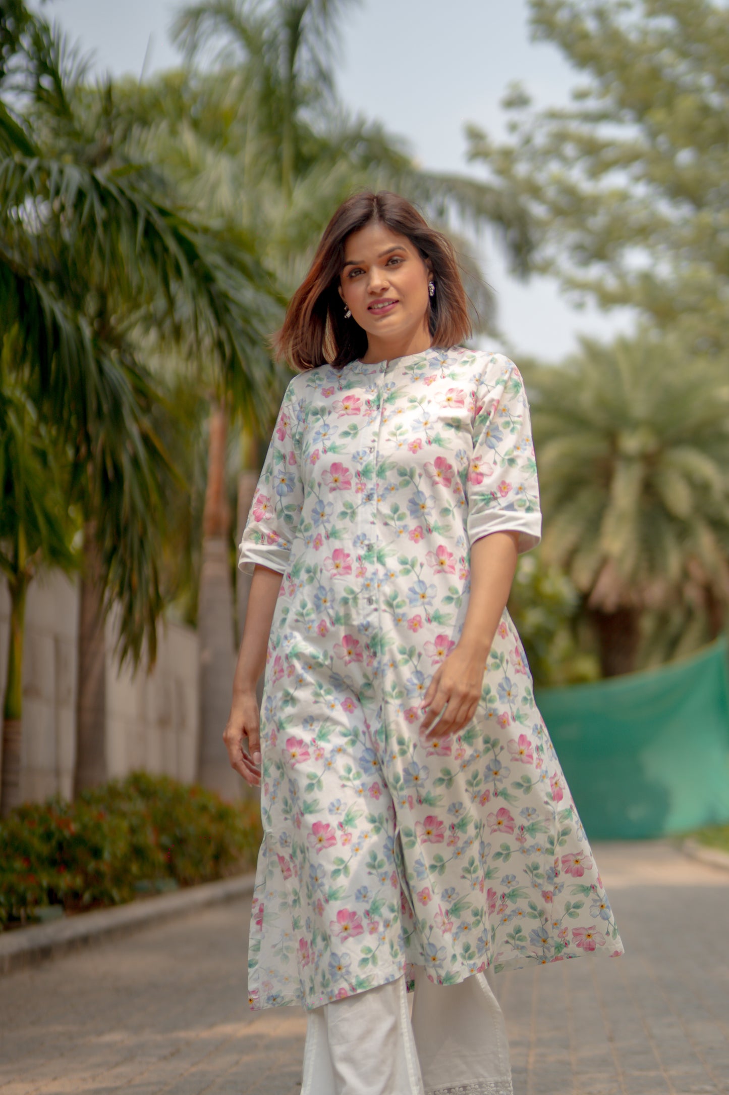 White floral kurta set