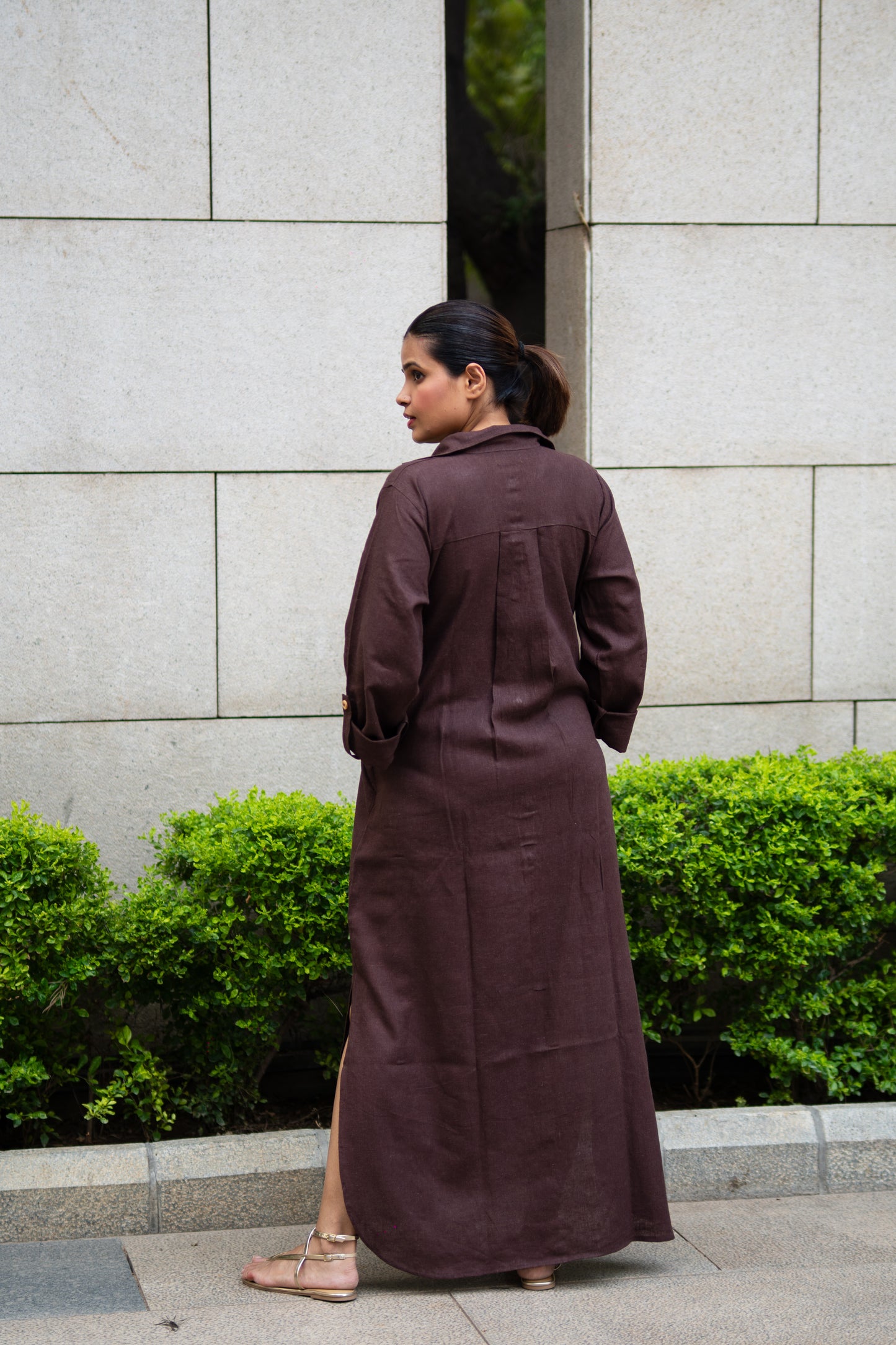 Brown Linen Dress