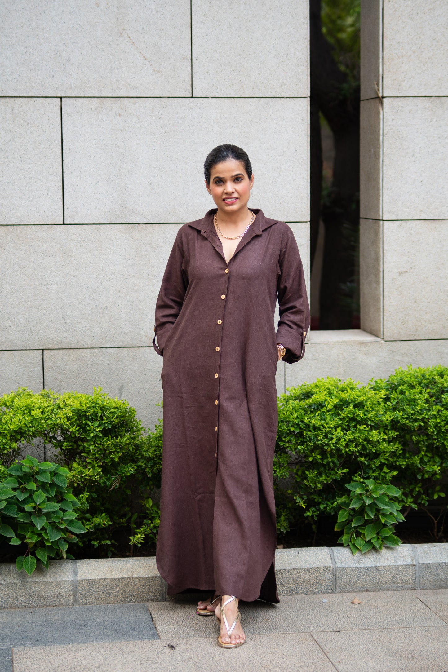 Brown Linen Dress