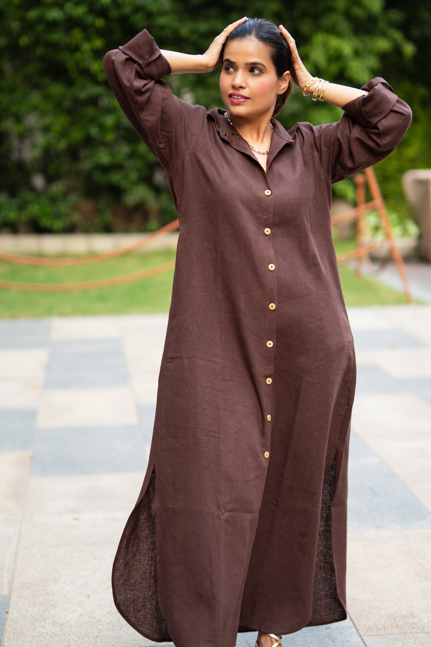 Brown Linen Dress
