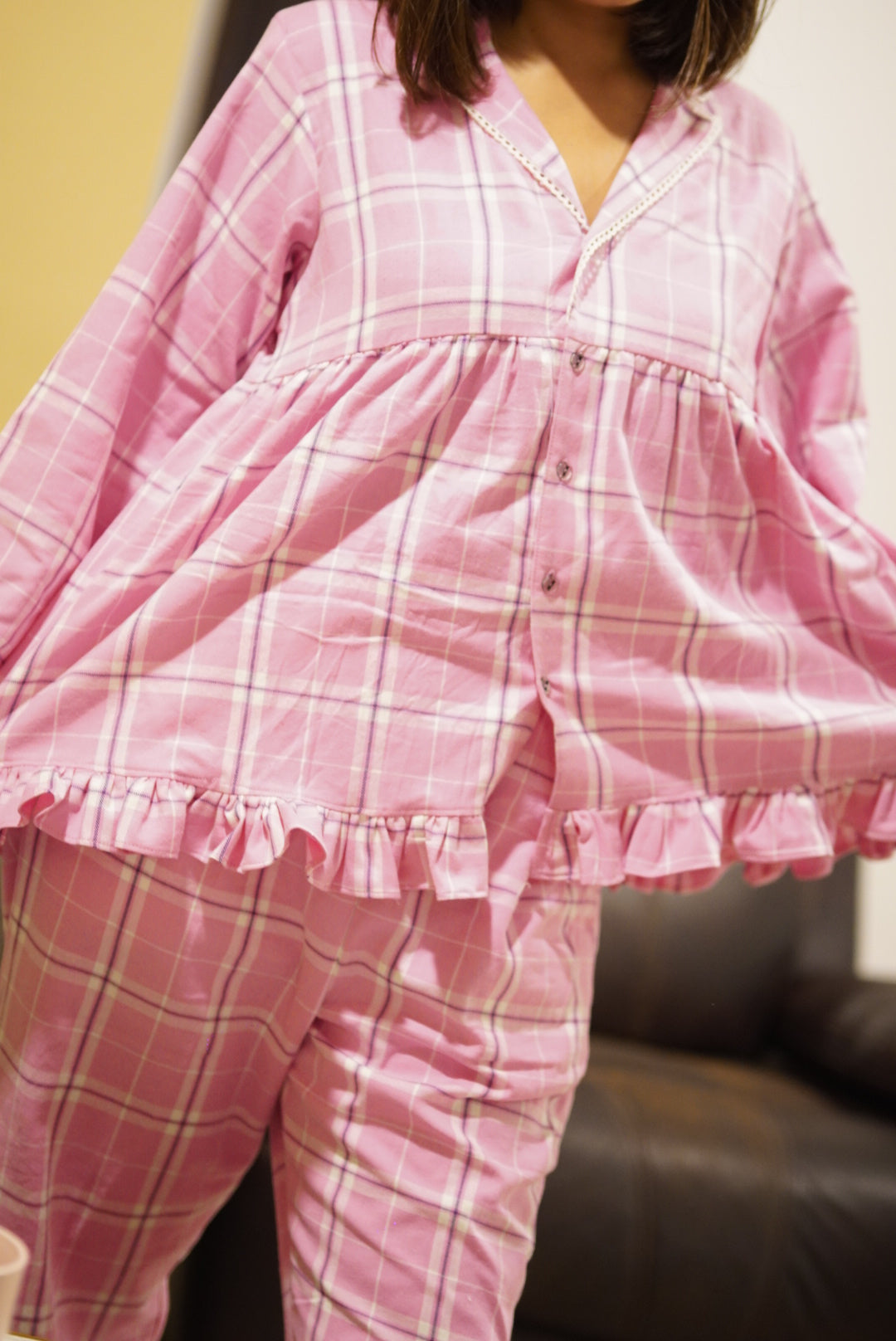 Cuddle – Pink Check Night Suit