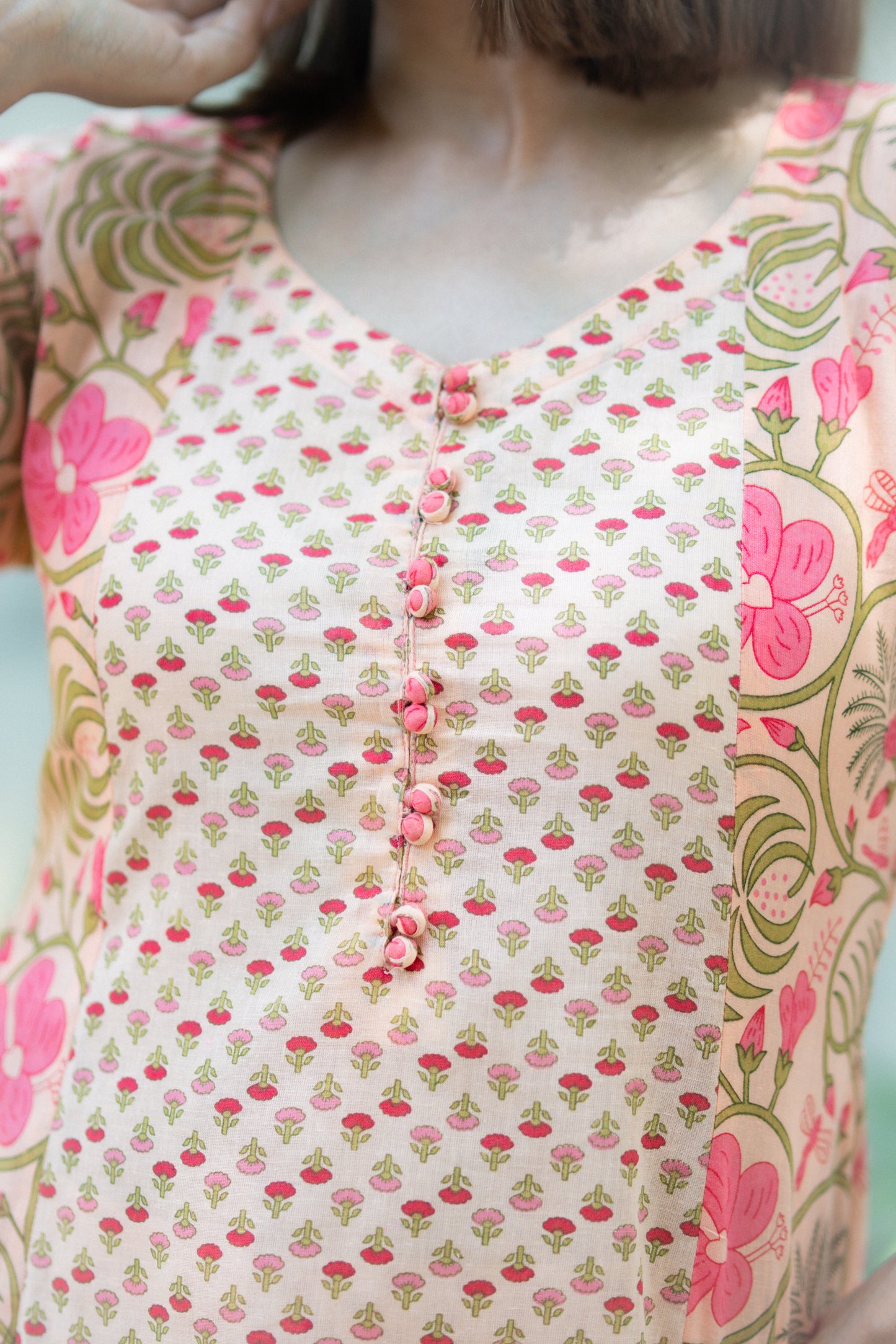 Peach Floral Kurta Set