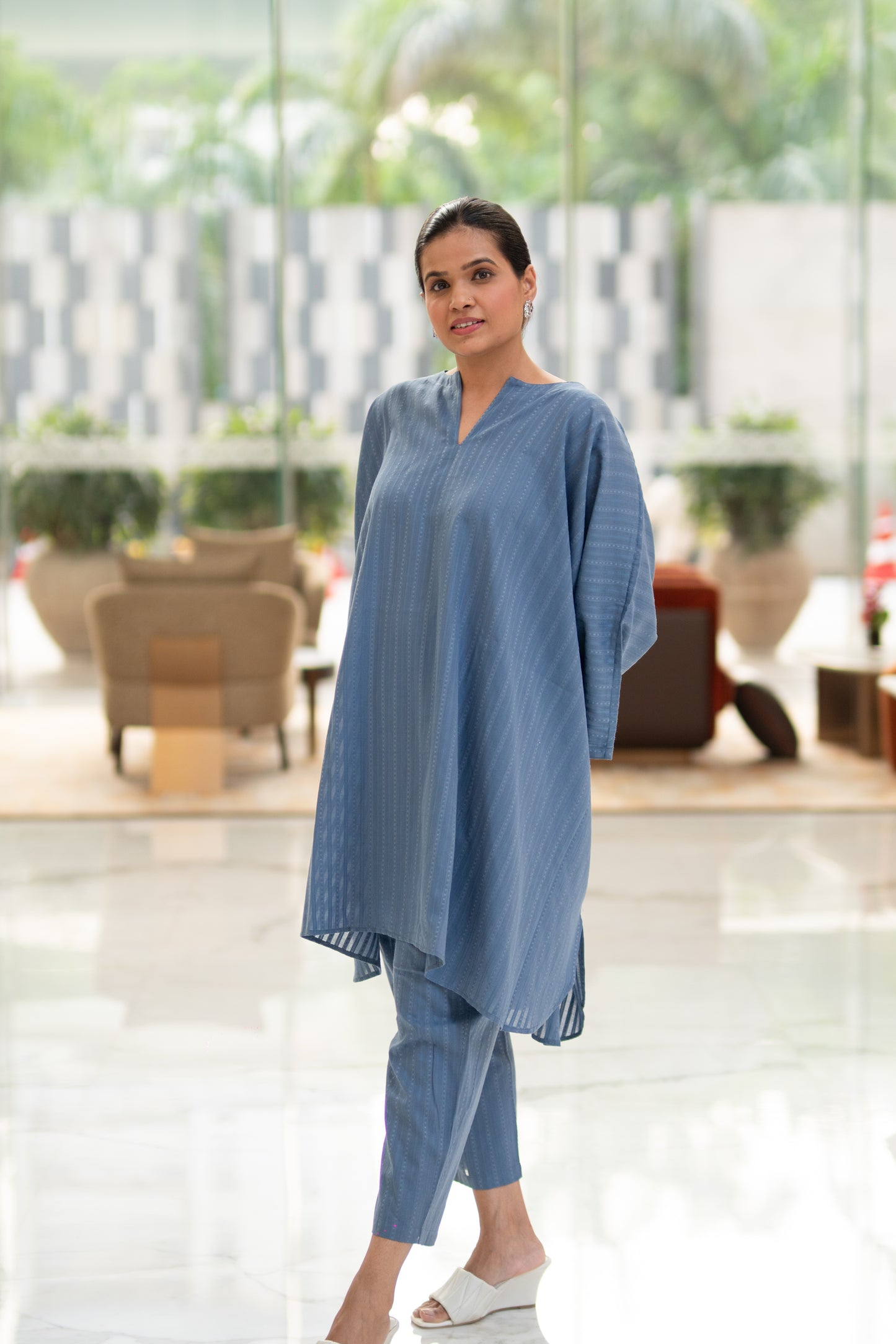 Powder blue kaftan set
