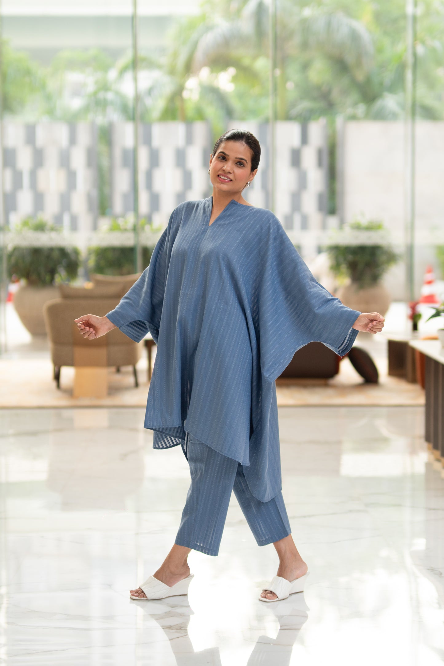 Powder blue kaftan set