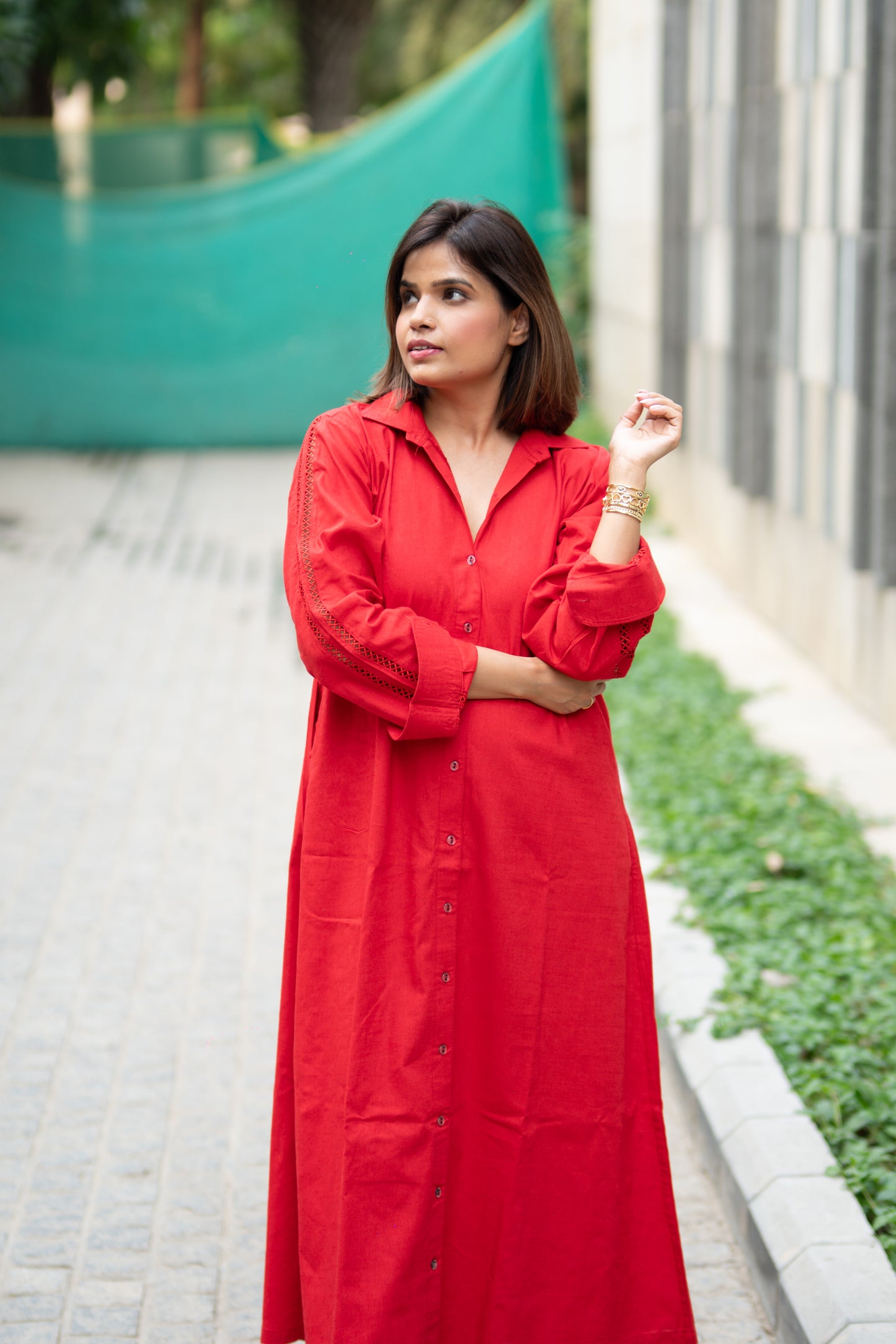 Red Linen Dress