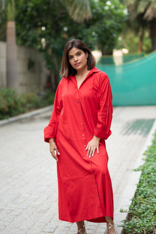 Red Linen Dress
