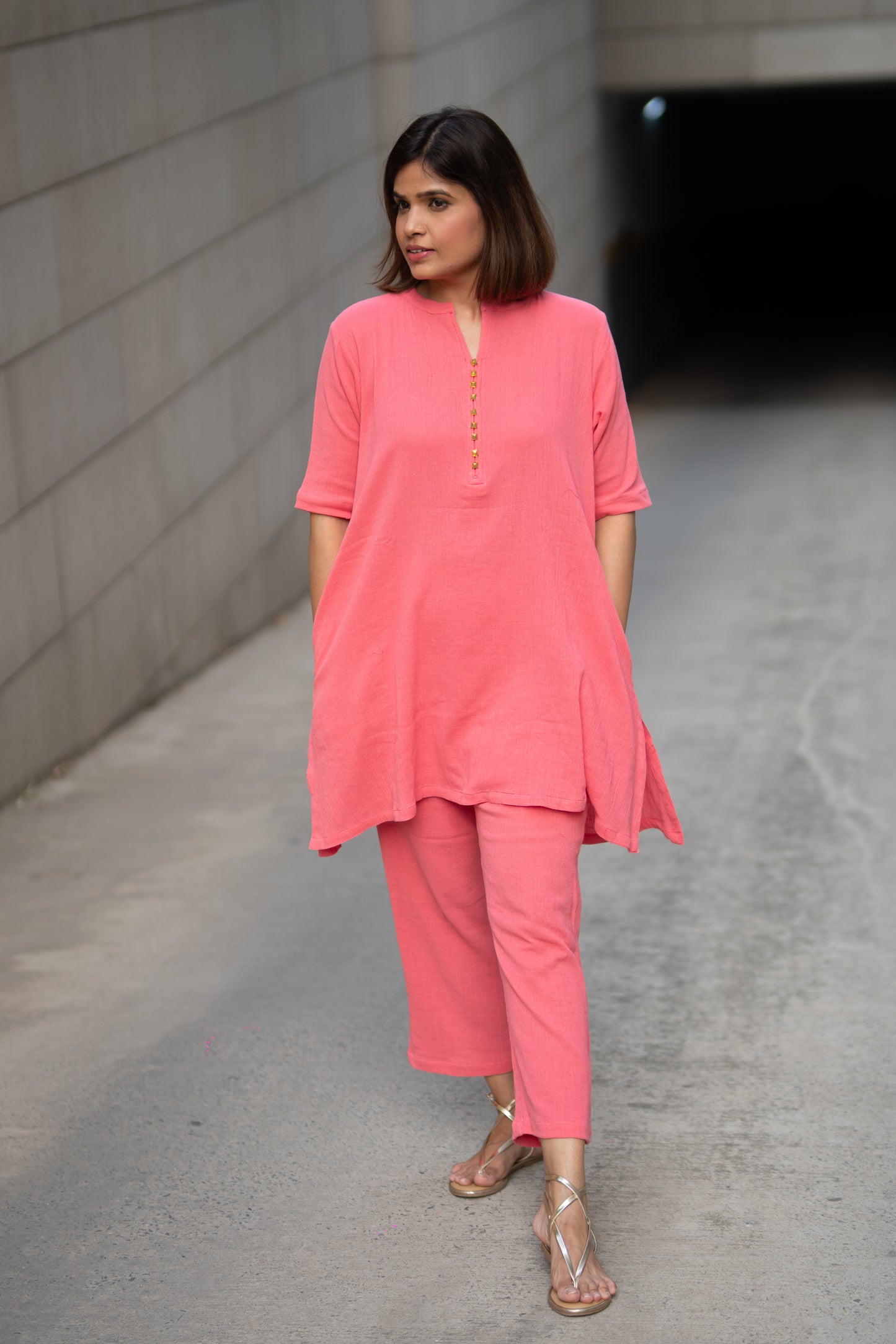 Peach Soft Cotton Co-Ord Set