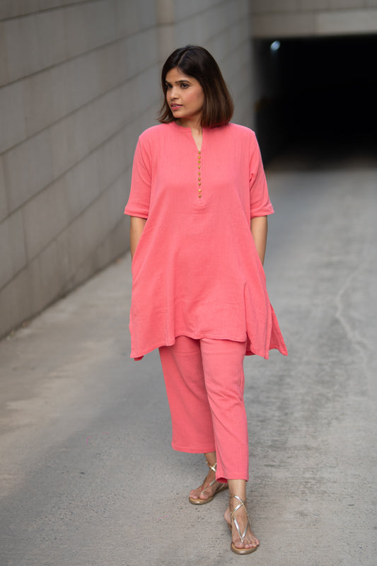 Peach Soft Cotton Co-Ord Set
