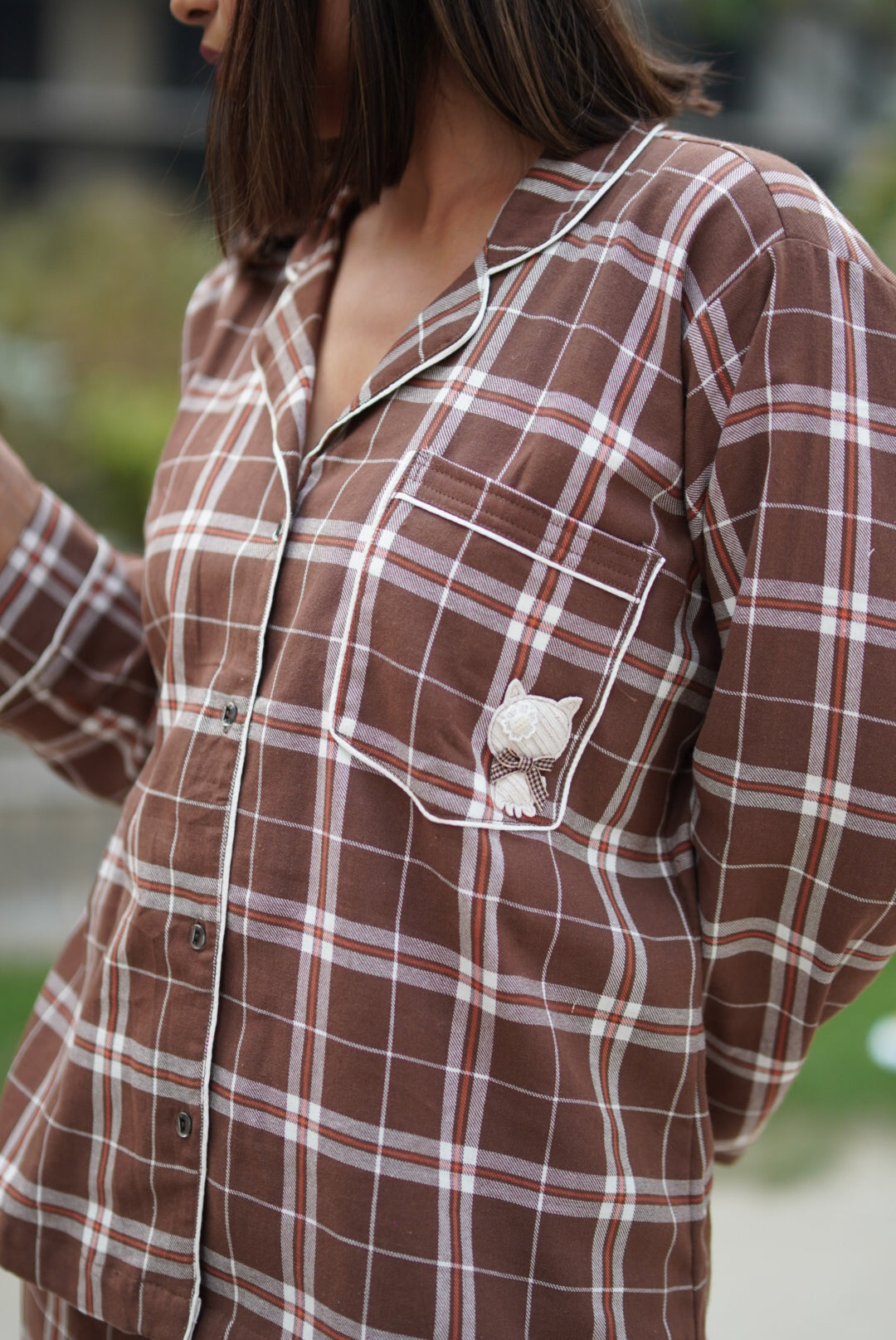 Calm – Brown Check Night Suit