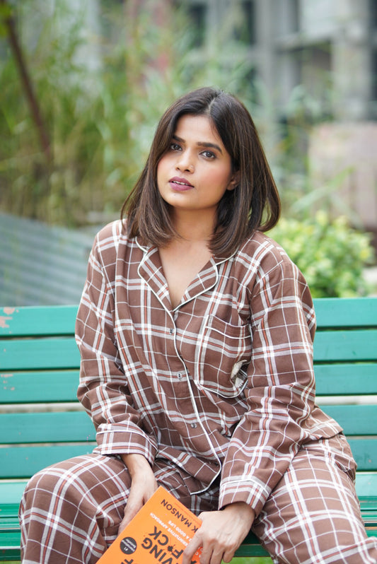 Calm – Brown Check Night Suit
