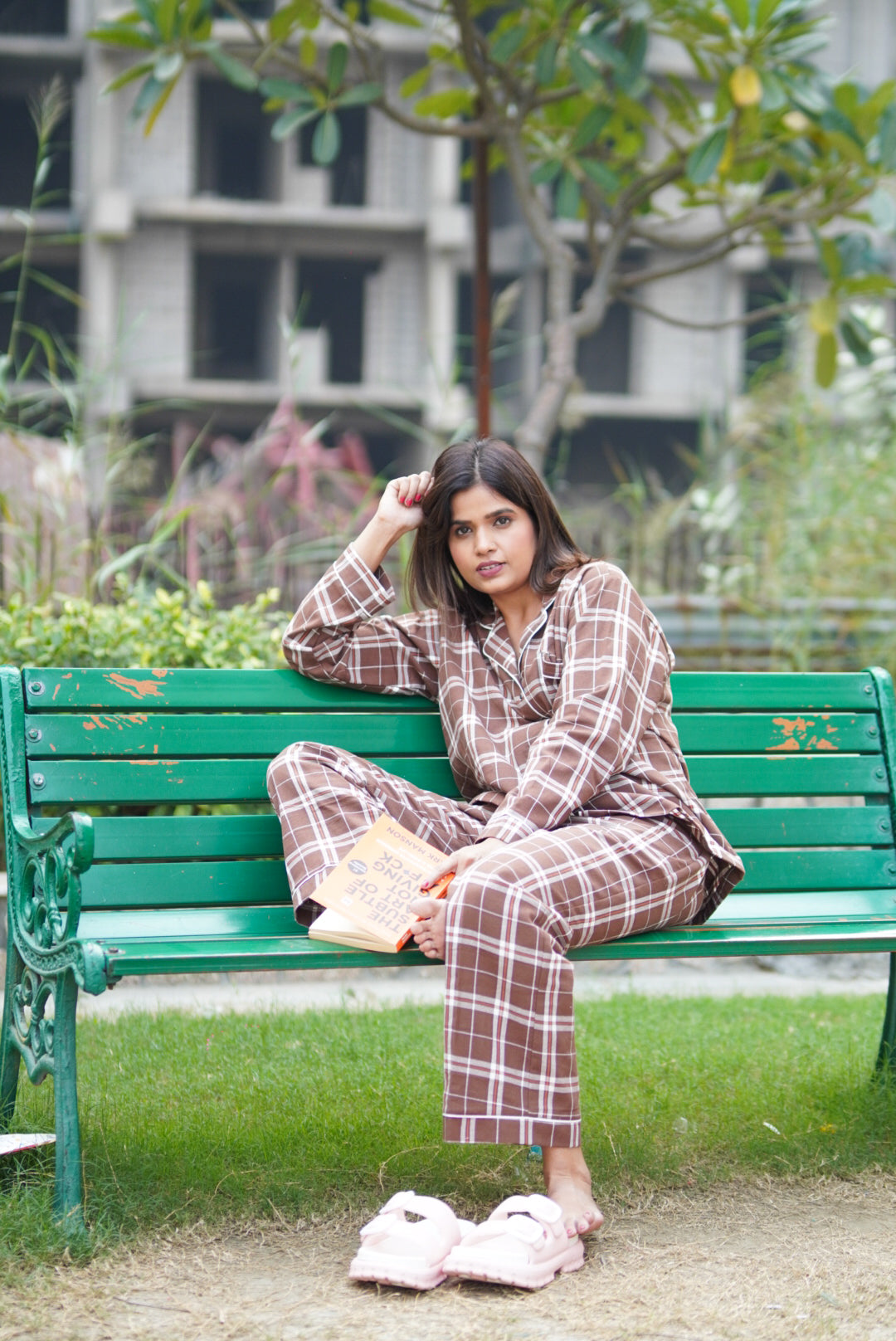 Calm – Brown Check Night Suit