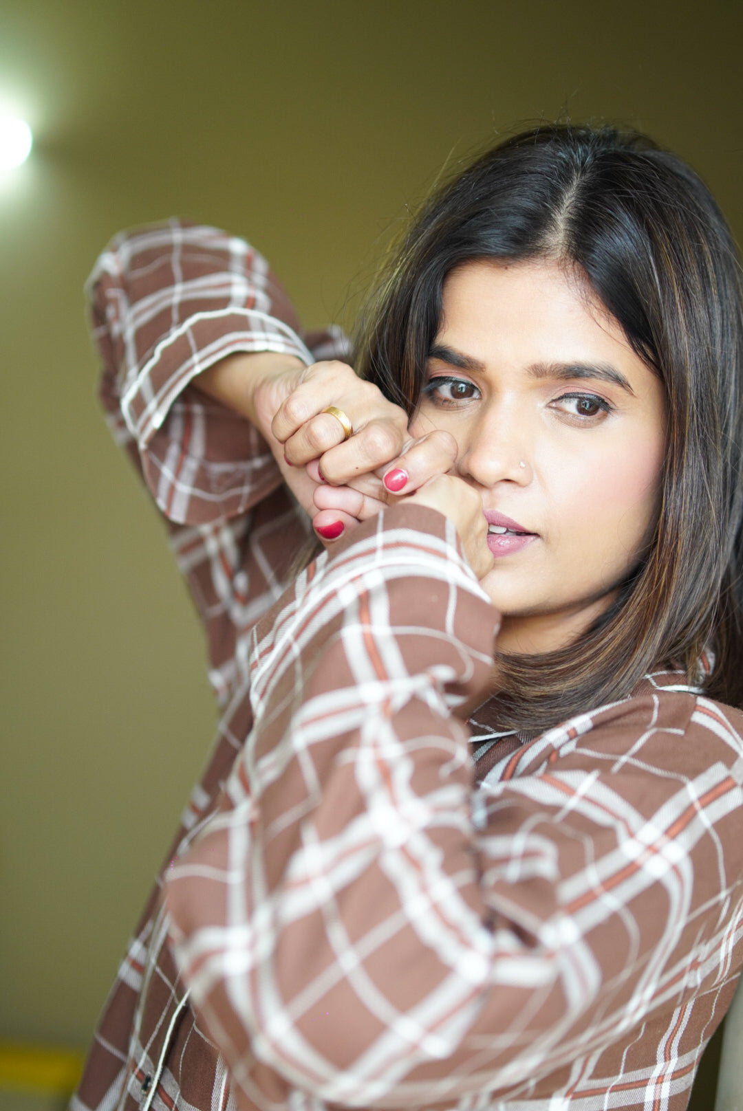 Calm – Brown Check Night Suit